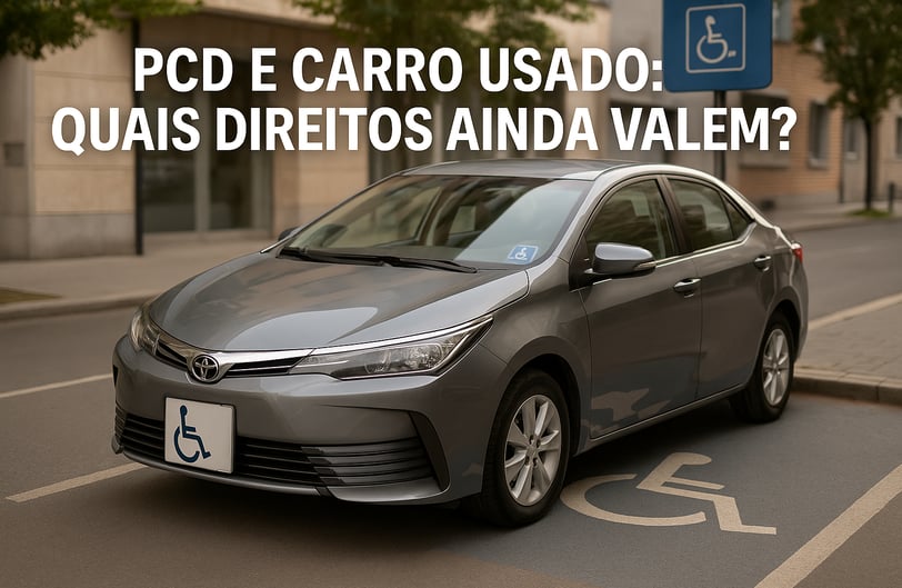 corolla esatcionado na vaga para deficientes fisicos com o adesivo no parabrisas e a frase pcd e car