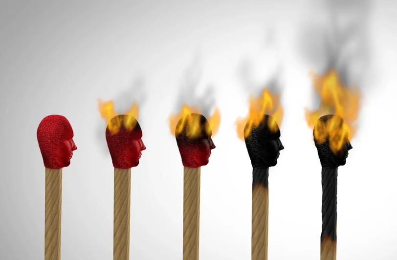 Image of 5 head looking matches burning