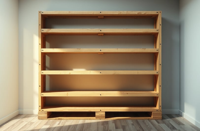 a wooden pallet shelf