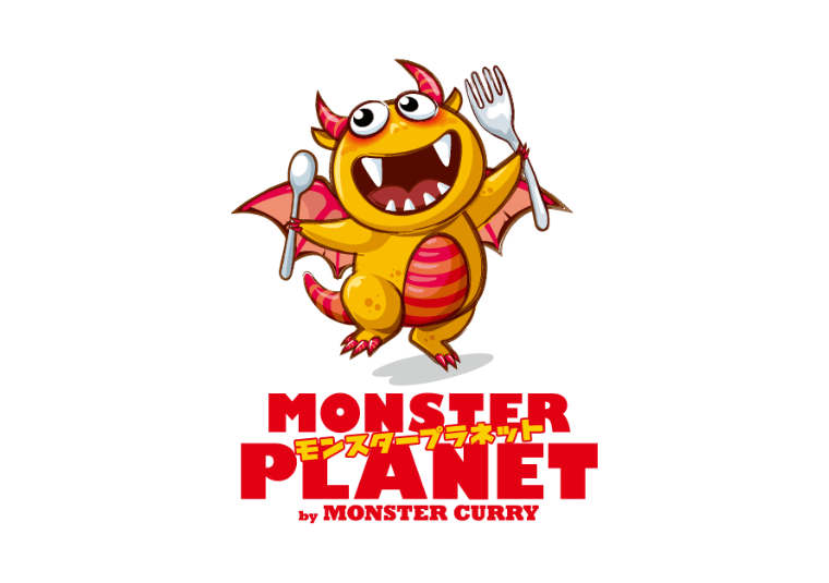 a monster fish with a fork and fork in front of a white background