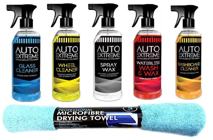 Auto Extreme 9PCS Car Cleaning Kit – All-in-one car care set with wash & wax, wheel cleaner, and microfiber tools