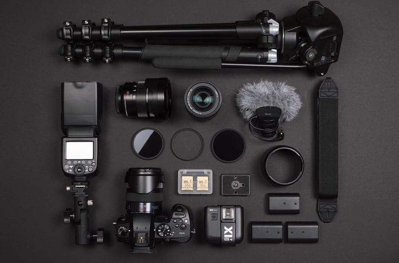 a camera and some cameras on a table