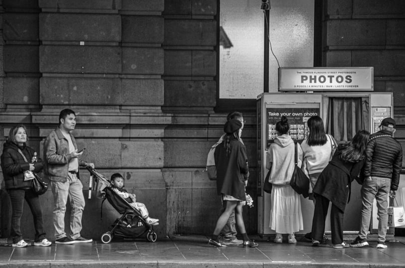 The iconic photobooth of Flinders Street Station in Melbourne