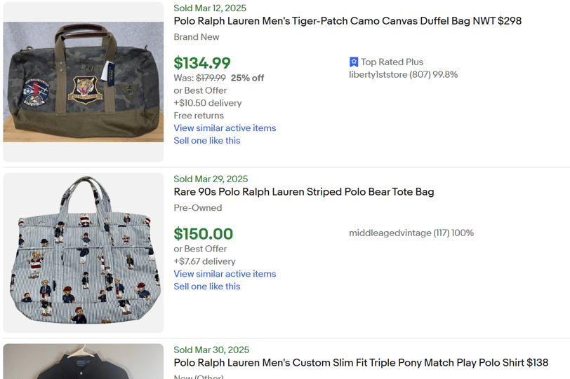 vintage ralph laren polo sold on ebay