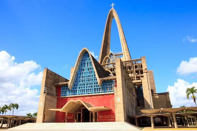 Exterior of Basílica de Higüey with its iconic arched design in the Dominican Republic
