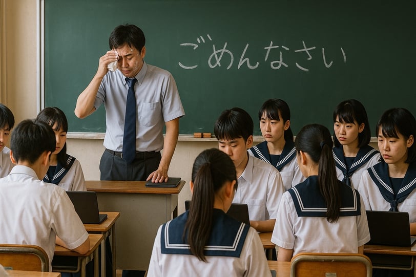 中学の先生が間違って生徒のテストの結果を別の生徒に送信してしまった画像