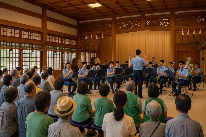 出雲大社大阪分祀で警察音楽隊が演奏しているイベント風景