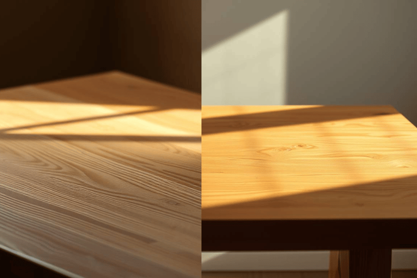 pine table and oak table