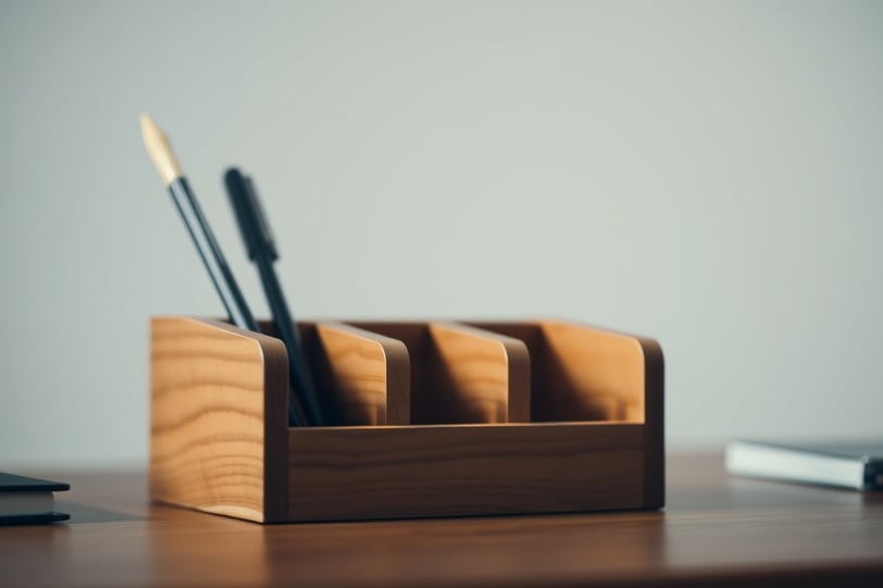 a wooden desk organizer