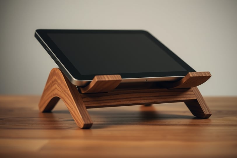 a wooden laptop stand
