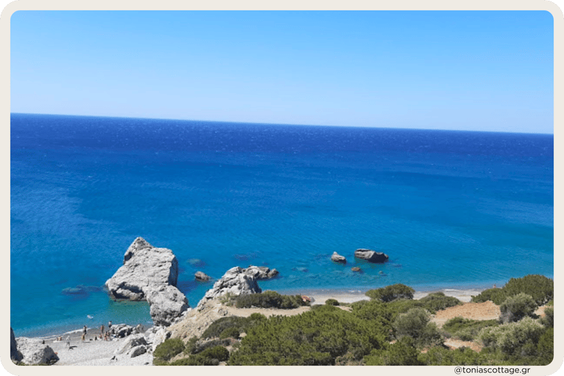 “Listis Beach with blue sea and cliffs, Crete