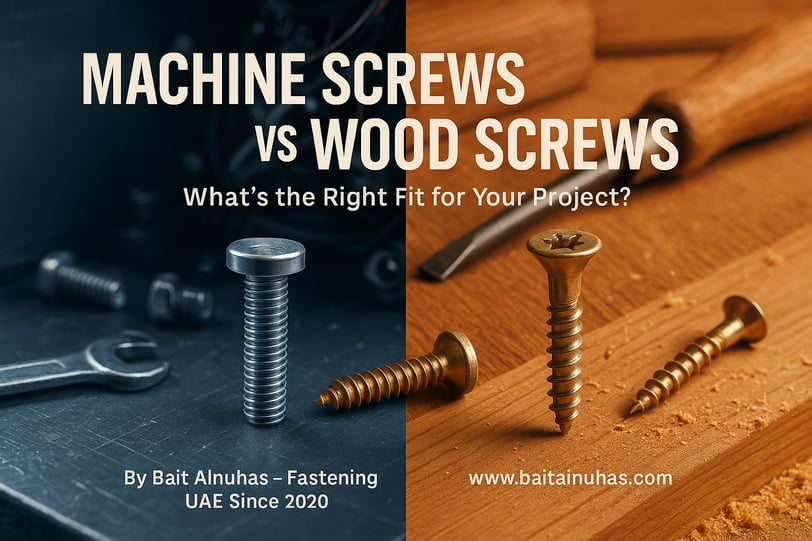 Side-by-side comparison of machine and wood screws