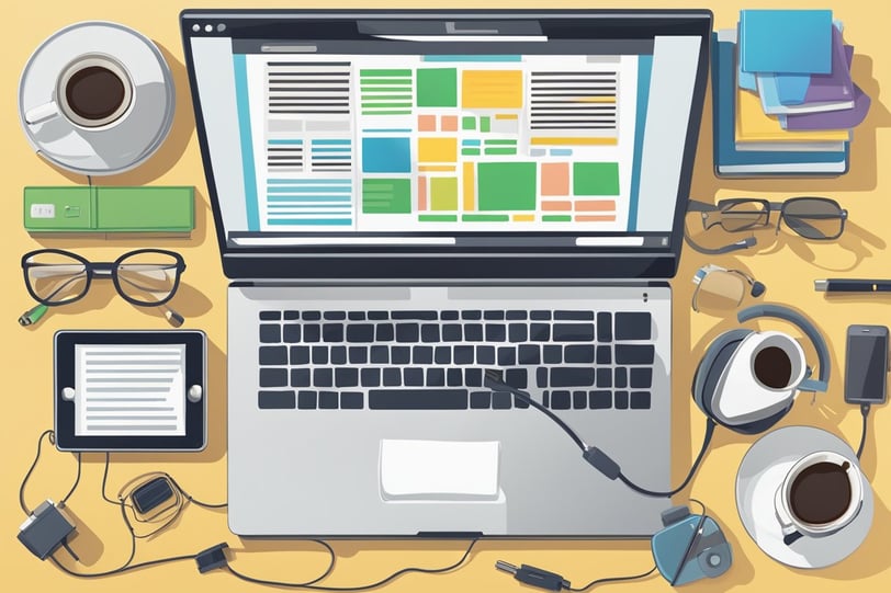 a laptop computer and a cup of coffee on a table