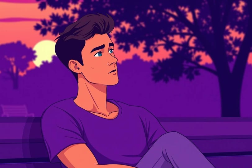 a man sitting on a bench in a park