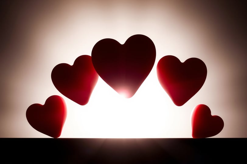 a group of hearts in the shape of a crown