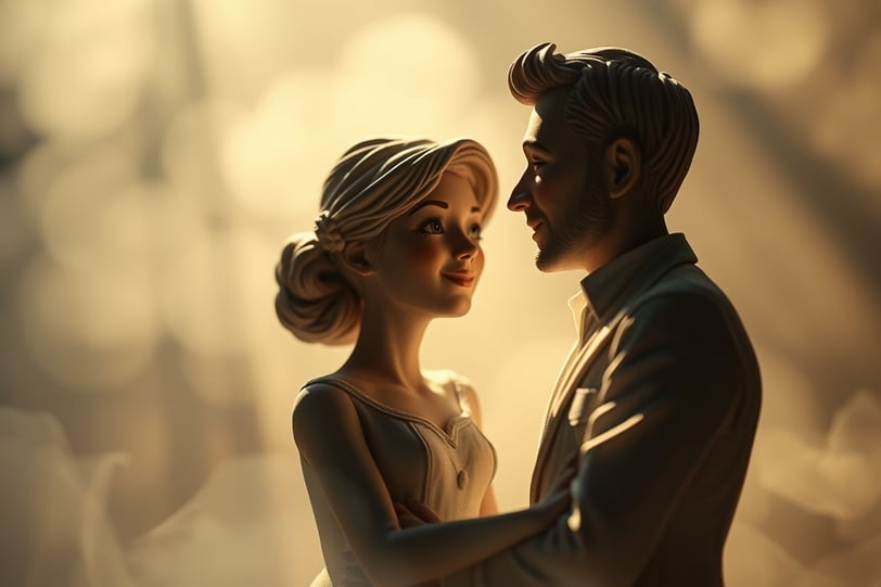 a couple of figurines of a bride and groom