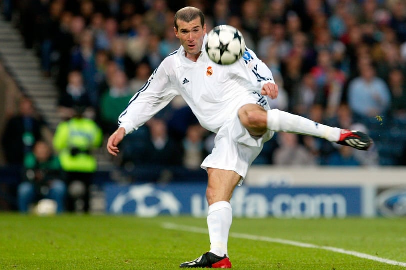 still of Zidane’s iconic left-footed strike against Bayer Leverkusen.