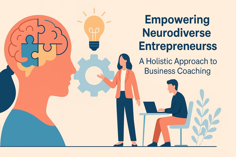 Visual representation of integrated business coaching for neurodiverse entrepreneurs.