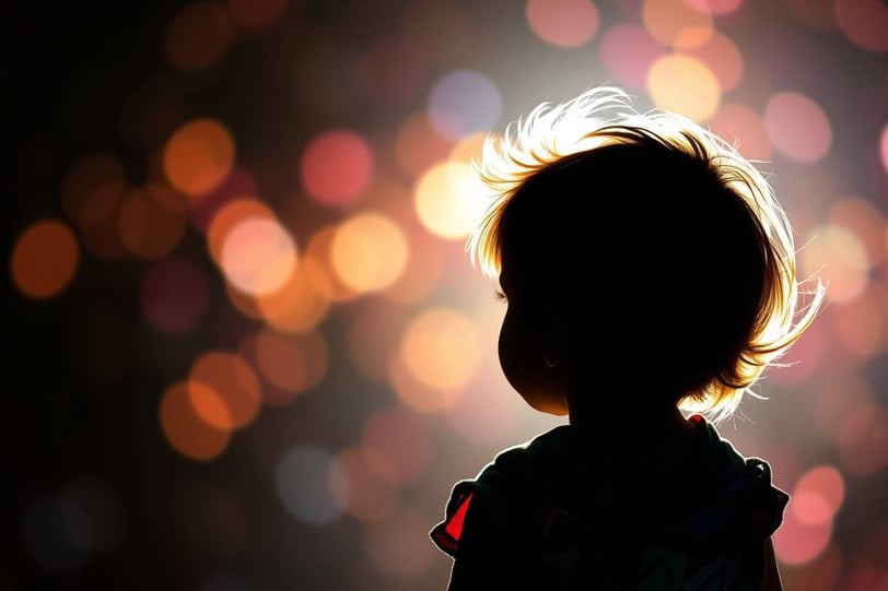 a child's head and shoulders is shown in this image