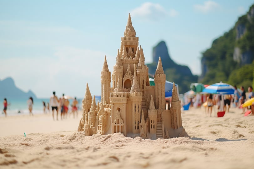 sand castle at Ao Nang Beach, Krabi, Thailand