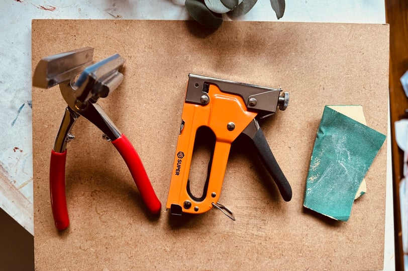 Supplies I use to stretch canvas