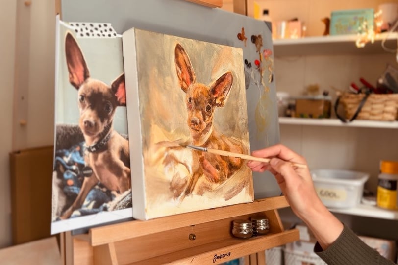 Stretched cotton or linen canvas is my preferred painting surface