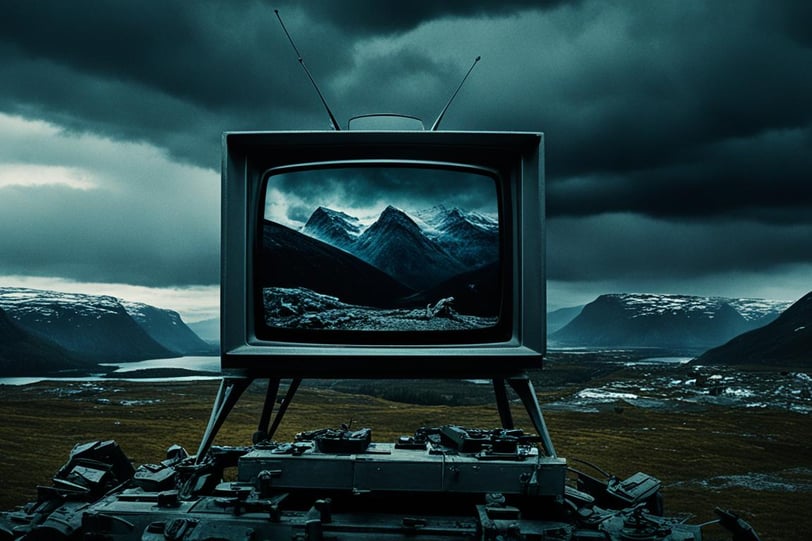 TV screen showing an intense scene from Norway's Occupied