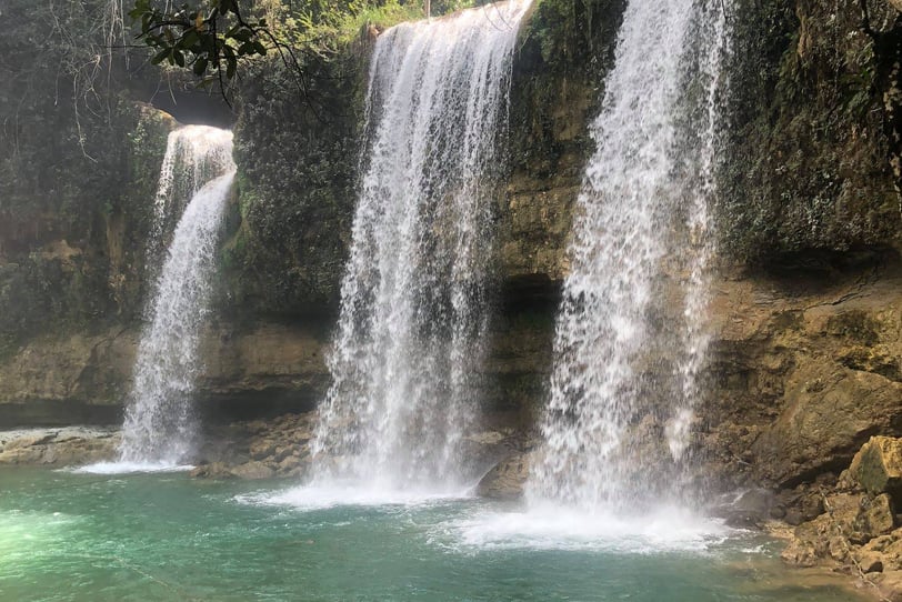 Salto Alto waterfall Bayaguana Dominican Republic with clear water and lush tropical forest