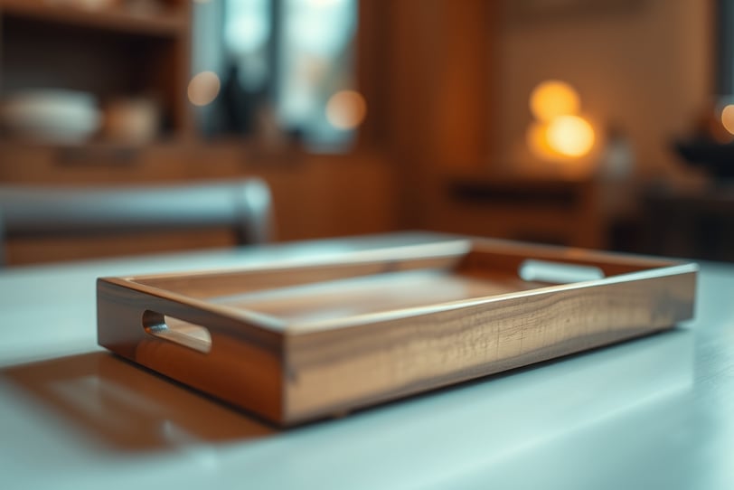 a wooden tray