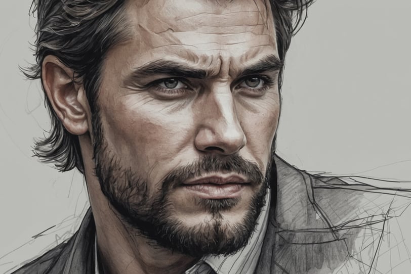 a sketch of a man with a beard