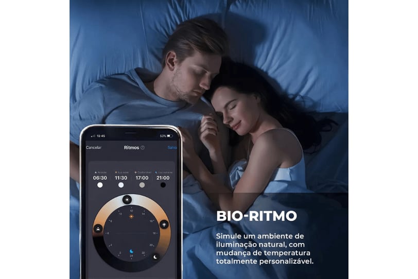 um homem e uma mulher deitados na cama com um celular