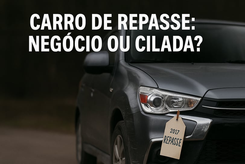 Carro ASX 2017 usado mal conservado com etiqueta de “repasse” e frase no topo destacando alerta na c