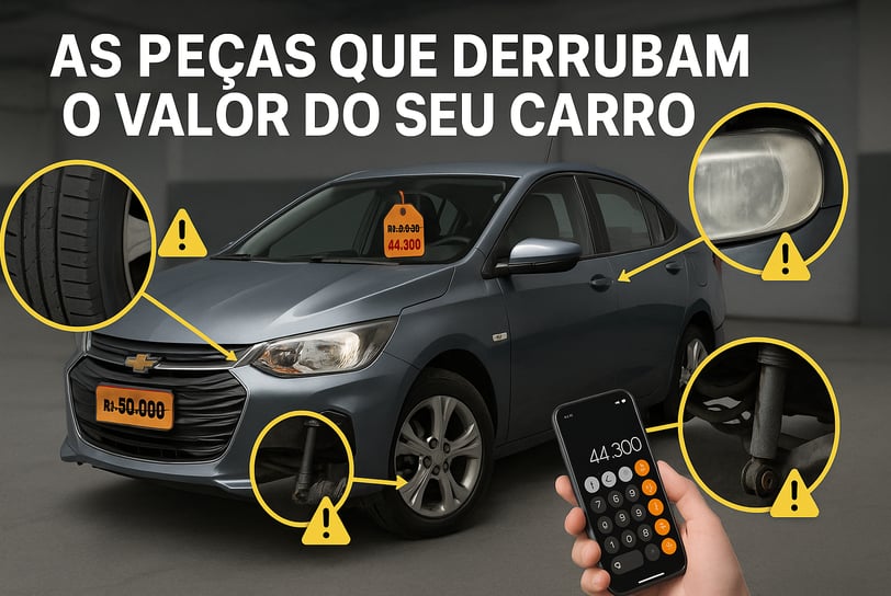 Imagem de um Chevrolet Onix 2020 em bom estado visual, estacionado em local neutro, com destaques gr