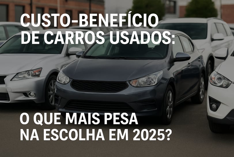 Imagem de capa com a frase 'Custo-benefício de carros usados: o que mais pesa na escolha em 2025?'.