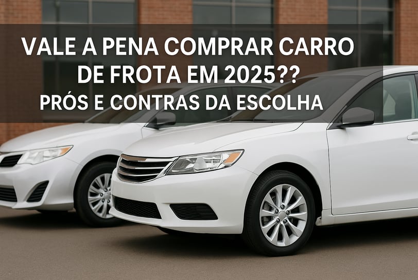 "Imagem de capa com a frase 'Vale a pena comprar carro de frota em 2025? Prós e contras da escolha'.