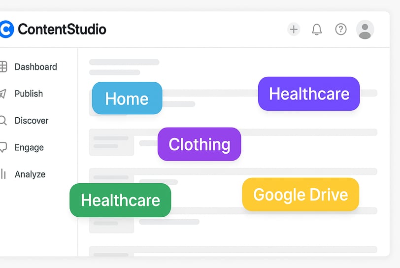Screenshot showing the ContentStudio content discovery interface with trending articles listed