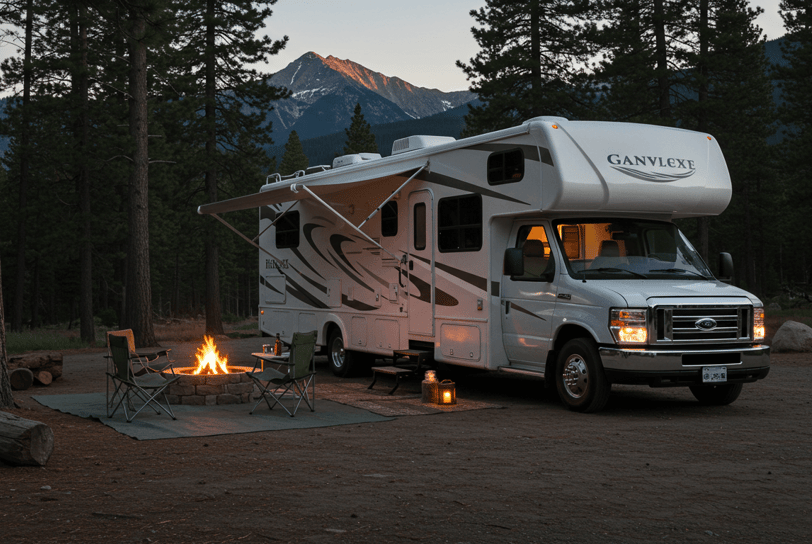 benefits of RV trends 2025, including Smart RV technology and connectivity in a remote campsite