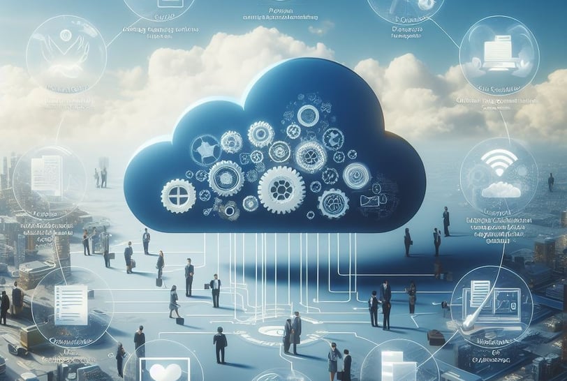 a cloud with gears and gears on it