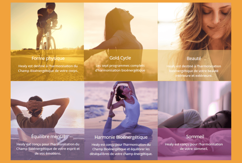 Programmes Healy essentiels : forme physique, gold cycle, beauté, équilibre et sommeil