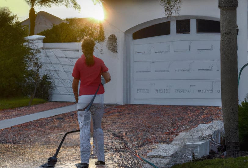 A tech makes a driveway shine in jacksonville