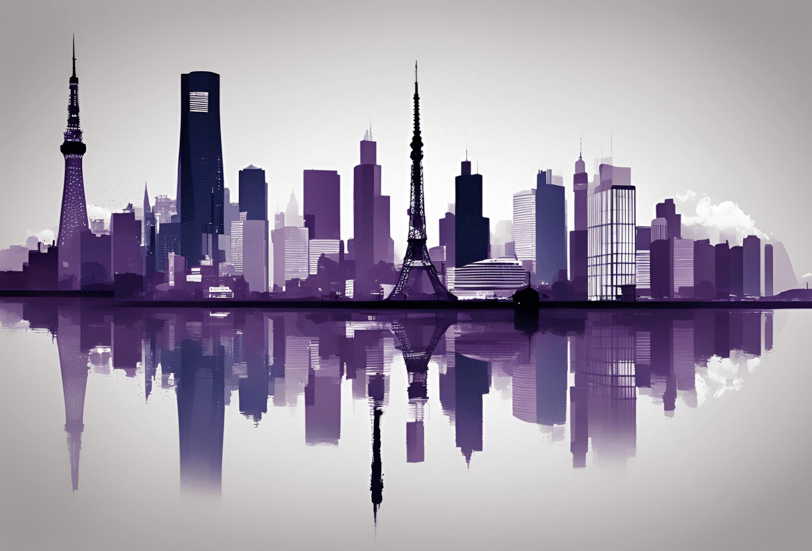 Image representing various cities around the world: London, Chicago, Tokyo