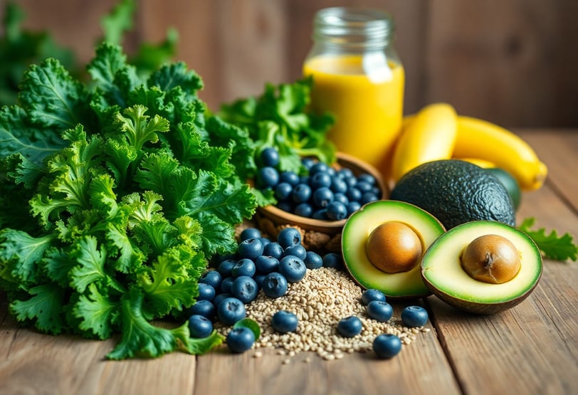 a bunch of fruits and vegetables on a table