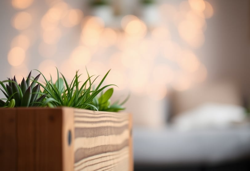 plant in a wooden box