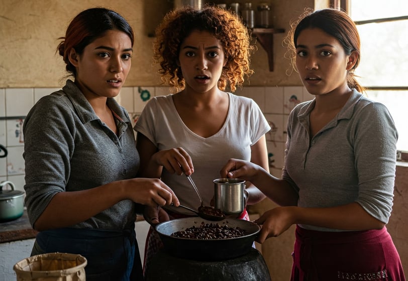 two women standing in a kitchen with a potted potted with chocolate