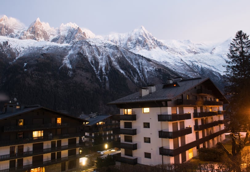 Night scene of mountain landscape in Chamonix