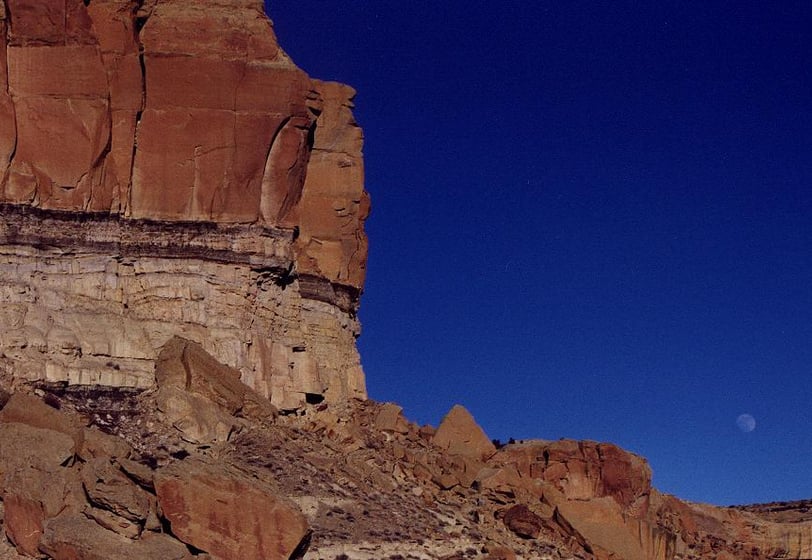 "Moon Rises over Chaco Canyon" in New Mexico