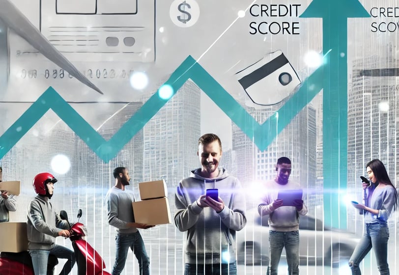 a man looking at his credit score loans gig worker