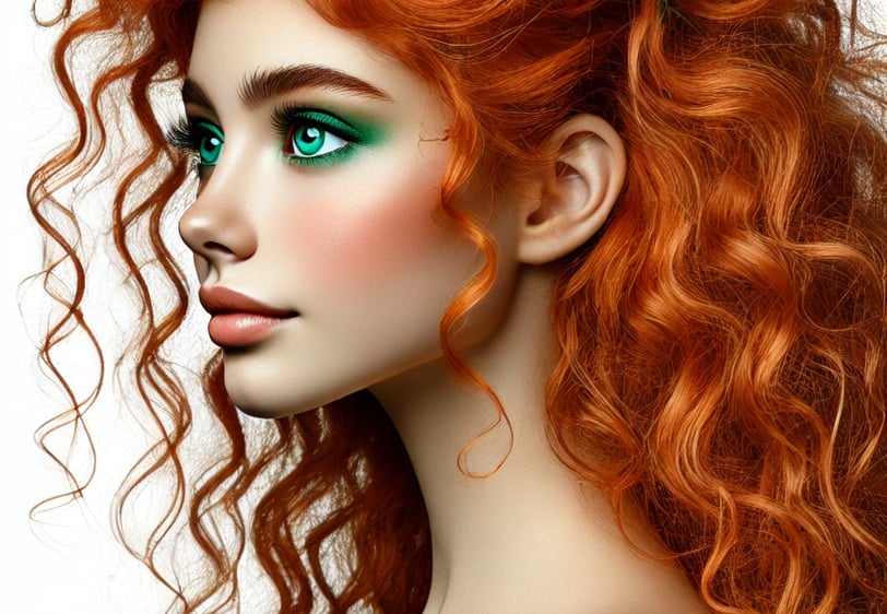 woman orange hair green eyes
