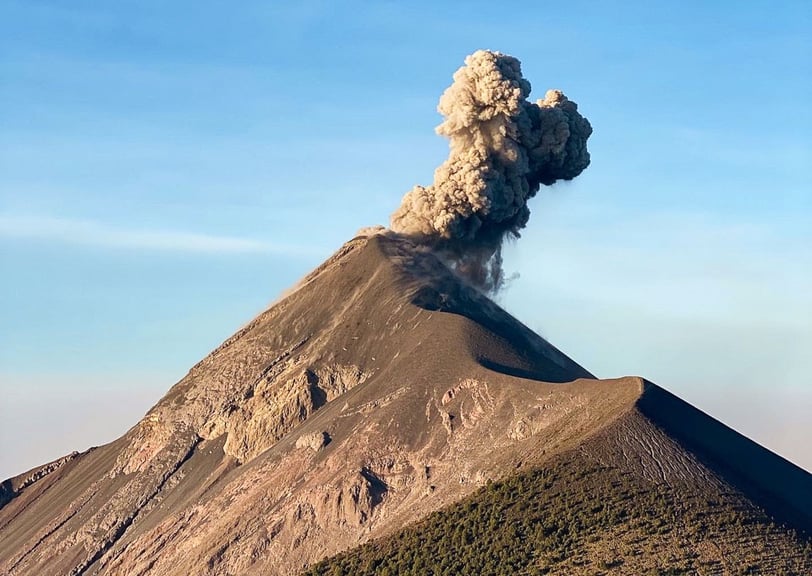 Volcan fuego erupting, seen from Acatenango in Guatemala.