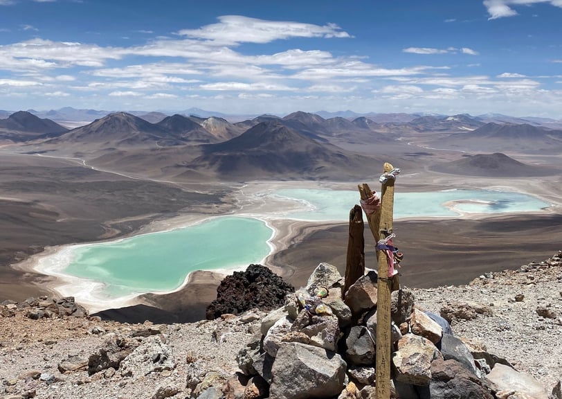 View of Laguna Verde from the summit of Licancabur volcano.